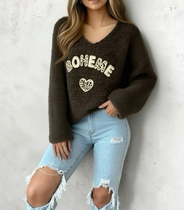 Pull Doudou "BOHÈME" Cœur Léopard