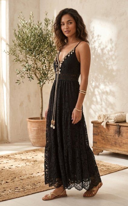 Robe Longue en Dentelle Bohème